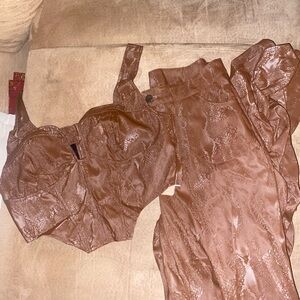 SHEIN Shimmering Brown Bra Set